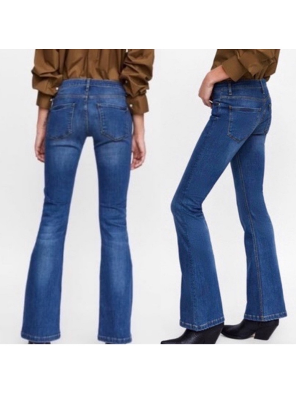 Women's Blue Flared Jeans - Classic Mid Wash